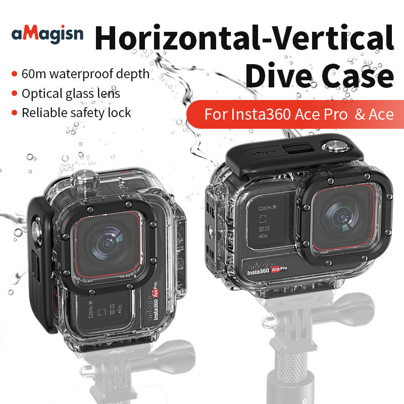 Amagisn Insta360 Ace Pro เคสดําน้ํา AcePro เคสกันน้ํา 60 เมตร อุปกรณ์เสริม