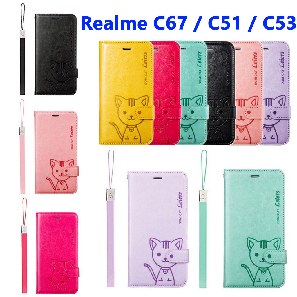 พร้อมส่งในไทย Realme C71 C75 C75X Realme14T C65 C63 C67 12 5G/12X 12Pro 12Pro + C53 C51 เคสฝาพับ แถมสาย ล็อคได้ Domicat