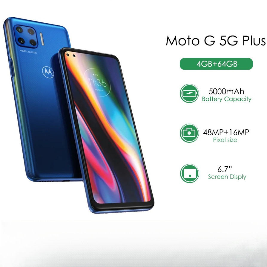 Motorola Moto G 5G Plus XT2075 สมาร์ทโฟน แรม 4GB รอม 64GB รอม 6.7 นิ้ว 48MP 4G LTE 5000mAh มือสอง ใหม่ 98%