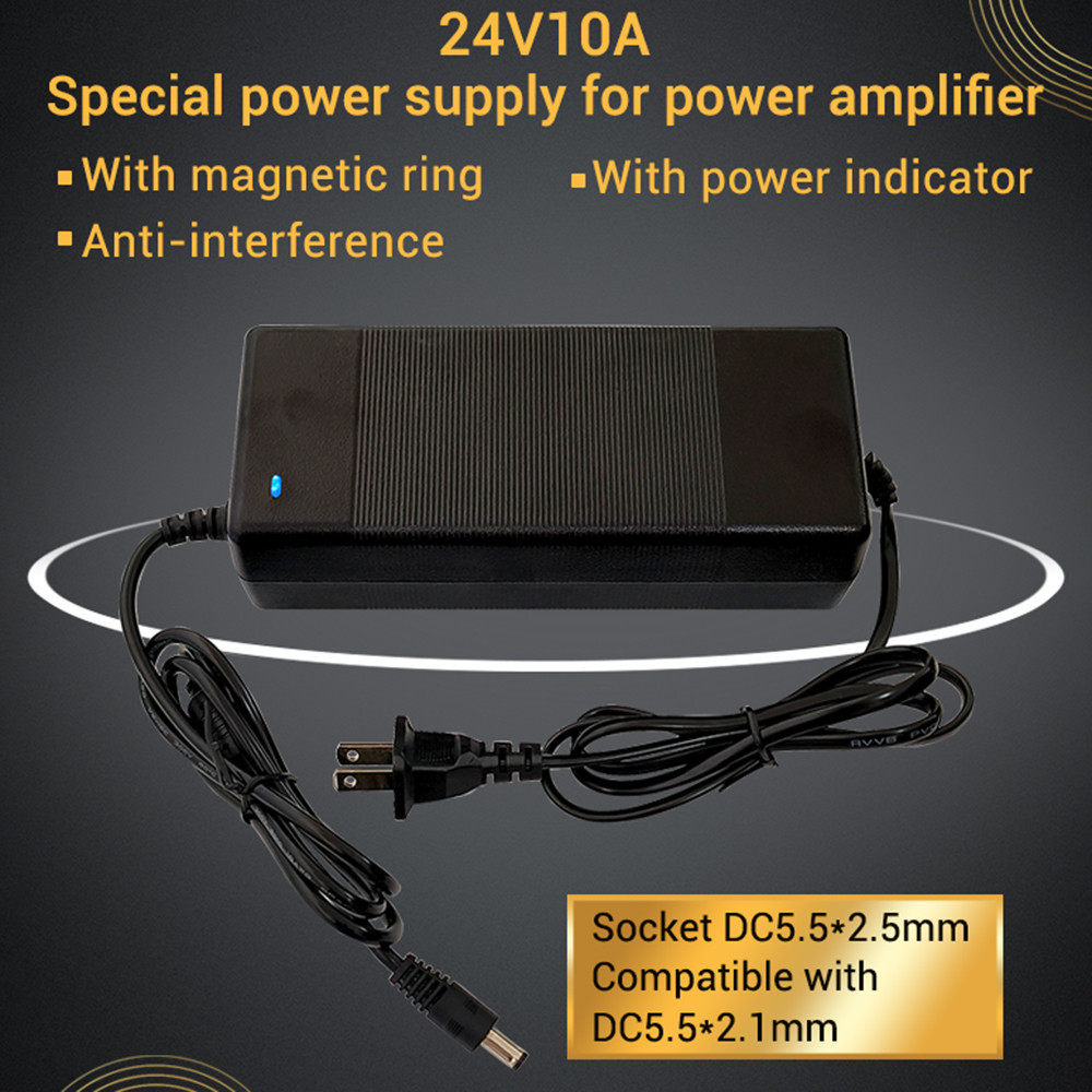 Diymore อะแดปเตอร์พาวเวอร์ซัพพลาย 24V10A DC อินพุต AC 100-240V สําหรับเครื่องขยายเสียงบลูทูธ AC DC อะแดปเตอร์ 5.5x2.5 มม.