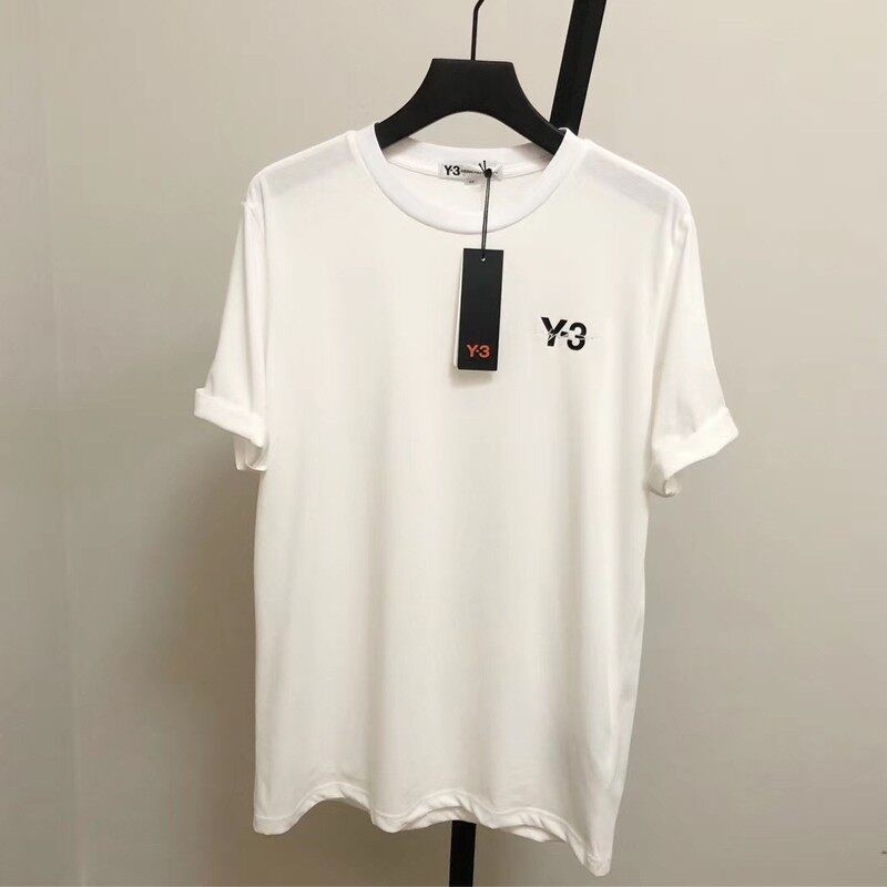 Adds Y-3 Yoji Yamamoto เสื้อยืดแขนสั้น แขนห้าส่วน ปักลายซามูไร ทรงหลวม สีดํา เรียบง่าย สําหรับผู้ชาย