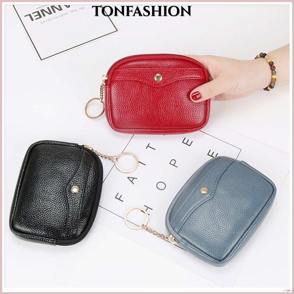 Tonfashion กระเป๋าใส่เหรียญ หนัง PU ขนาดเล็ก พร้อมพวงกุญแจ ที่ใส่บัตร ขนาดเล็ก