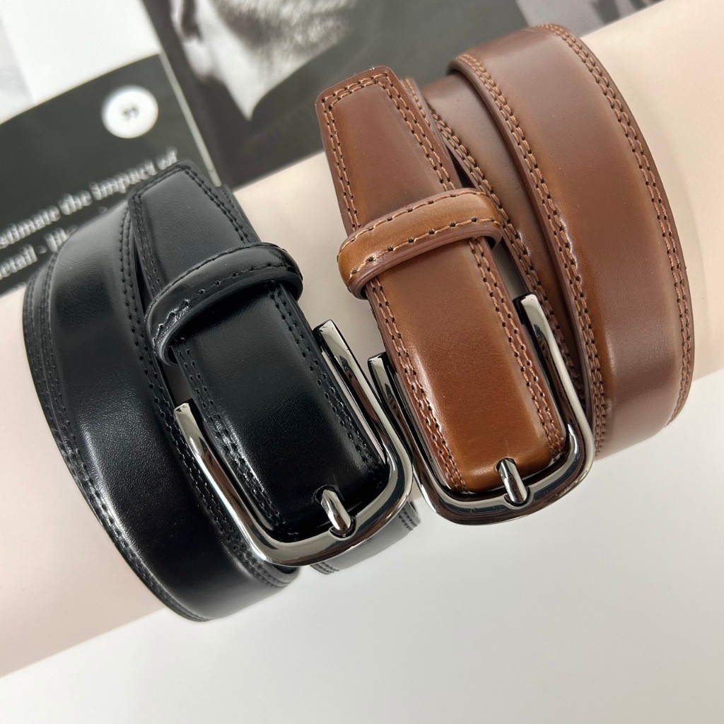 หนังแท้ LOOKE RL-701 เข็มขัดหนังแท้ หัวเข็มขัดสี Graphite หุ้มหนังทั้งเส้น