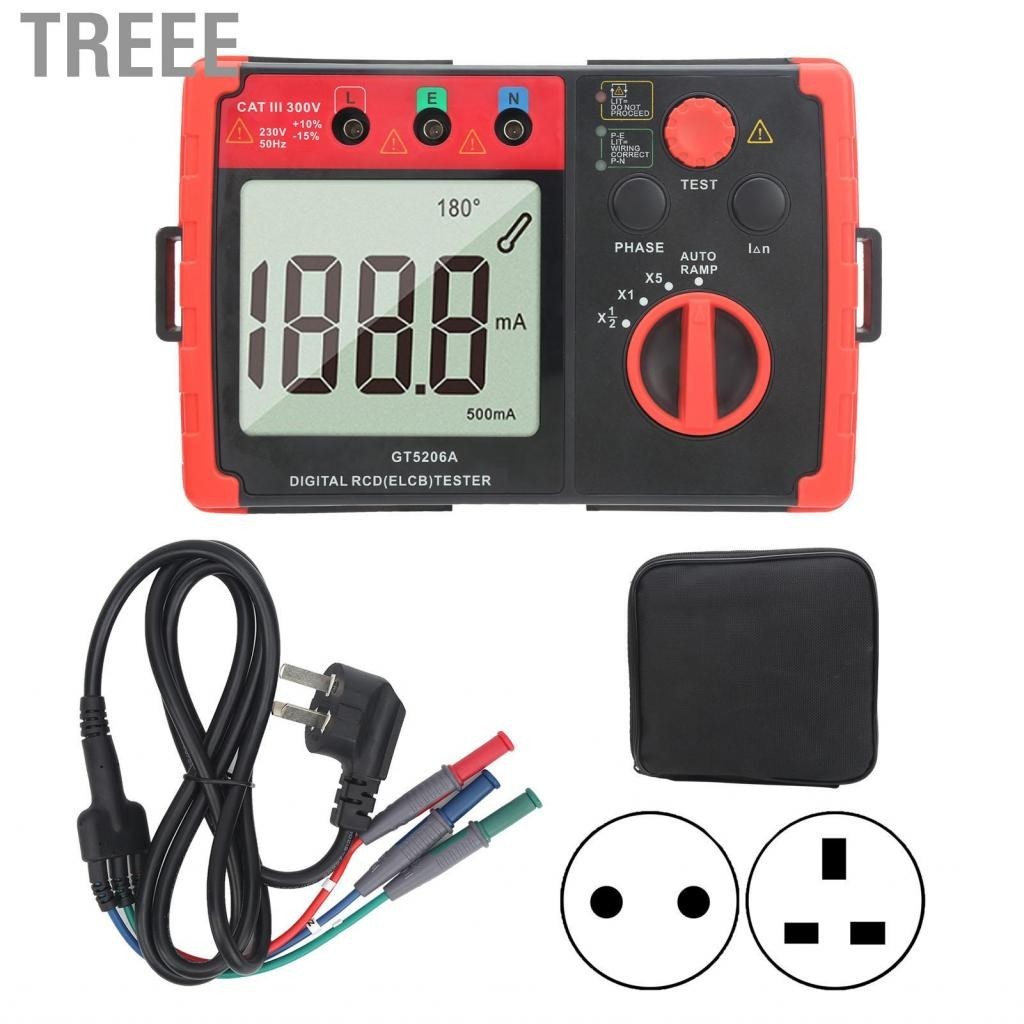 Treee GT5206A Leakage Protector Tester 230V/50Hz Digital RCD (ELCB) Switch Detector Testing Instrument