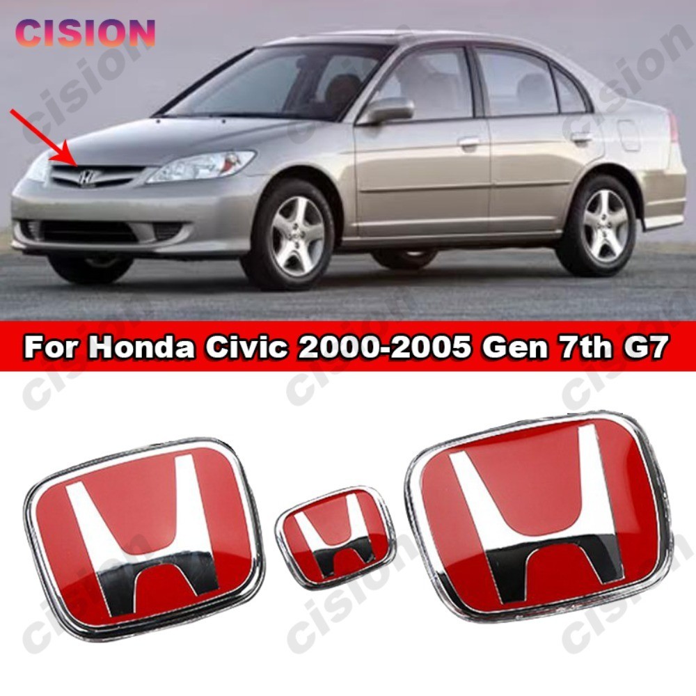 สติกเกอร์อะคริลิค รูปโลโก้ 3D สีแดง สําหรับติดตกแต่งพวงมาลัยรถยนต์ Honda Civic 2000 2001 2002 2003 2004 2005 1 ชิ้น