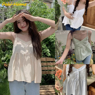 เสื้อสายเดี่ยวคอวี สีพื้น น่ารักเซ็กซี่ สไตล์เกาหลี