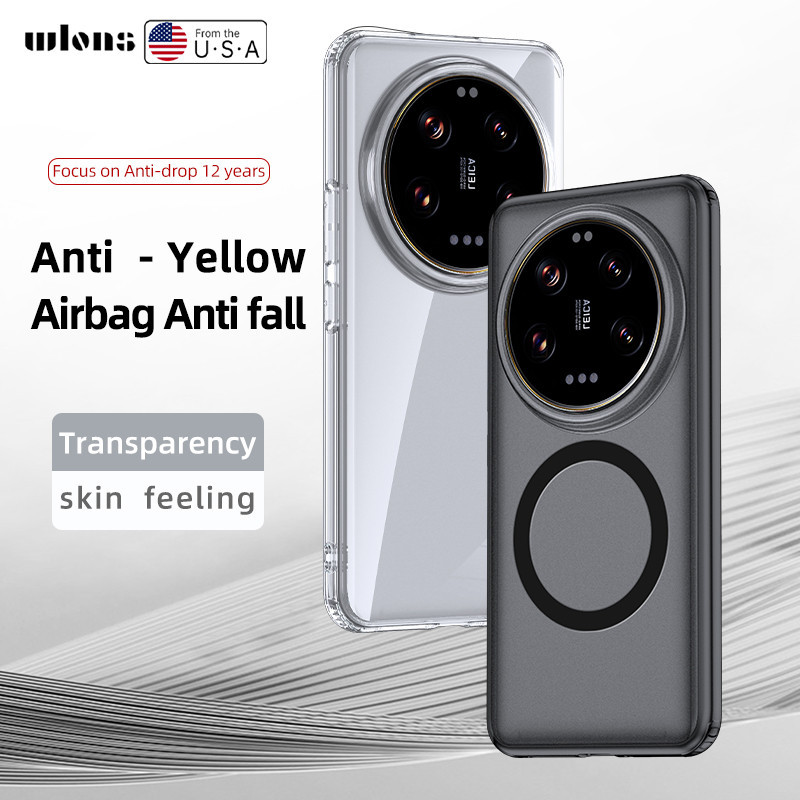 สําหรับ Xiaomi 14 Ultra เคส ELVEV ถุงลมนิรภัย กันกระแทก ป้องกันลายนิ้วมือ ฮาร์ดพีซี คริสตัล ใส เคลือบด้าน เคสโทรศัพท์
