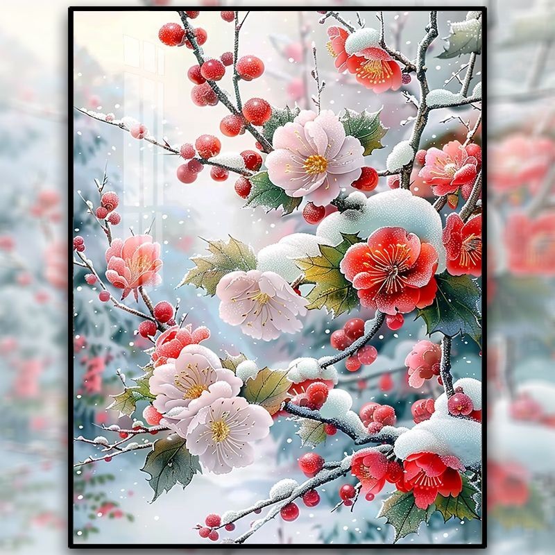 ชุดปักครอสสติตช์ ปักครอสสติตช์ ลายดอกไม้ หิมะ ขนาดเล็ก ระดับไฮเอนด์ สําหรับห้องนั่งเล่น ห้องนอน ทางเข้า ทางเข้า 2024