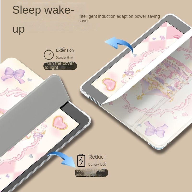 สําหรับ iPad Air5 Air4 gen10 Gen9 Gen8 Gen7 Anti drop การ์ตูน carousel iPad gen6 gen5 2021 Pro11 แท็บเล็ต Protector