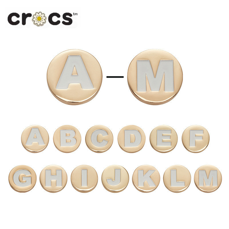 Crocs jibbitz ตัวอักษรภาษาอังกฤษ โลหะ A-Metal M