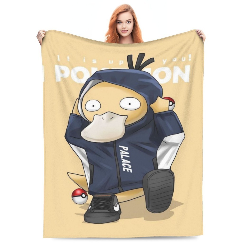 Psyduck Plush ผ้าห่มนุ่มสบายอบอุ่นเหมาะสําหรับเตียงโซฟาเด็กแปลกสามารถปรับแต่ง