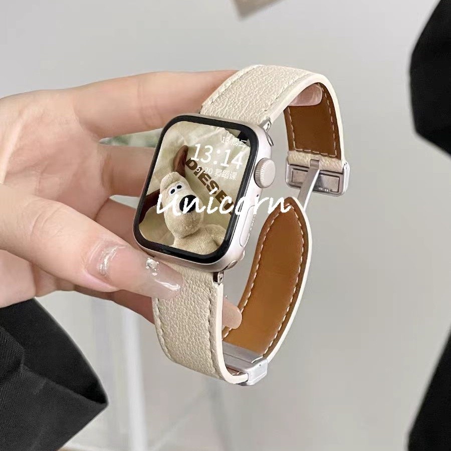 สายคล้องคอสําหรับ Apple Watch ขนาด 42/46/45/44/40/41/49 มม. ชุด 10/9/8/7/6/5 พร้อมหัวเข็มขัดแม่เหล็ก หนังแท้
