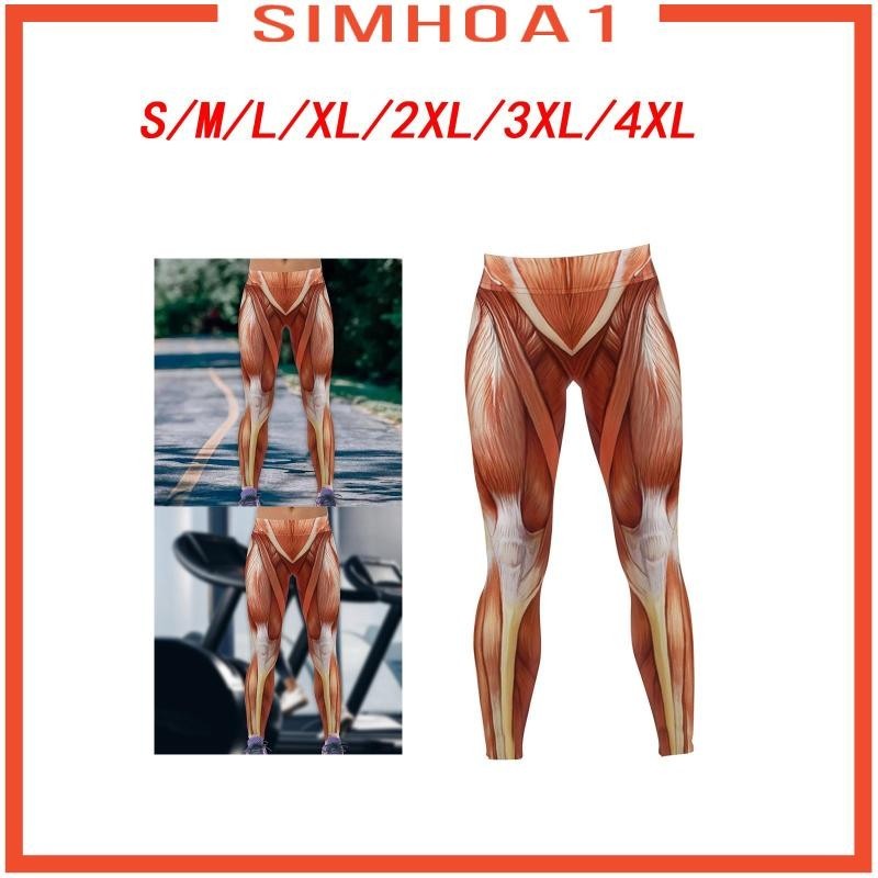 [Simhoa1] กางเกงเลกกิ้ง เอวยางยืด พิมพ์ลายกล้ามเนื้อ สําหรับผู้หญิง ใส่ออกกําลังกาย วิ่ง