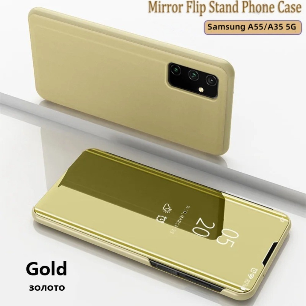 Samsung A17 ฝาครอบสําหรับ Samsung Galaxy A17 A07 A16 A06 A55 A35 A15 SamsungA17 4G 5G หรูหรากระจกหนังโทรศัพท์กรณีป้องกันขาตั้งผู้ถือกันกระแทกปกหลัง