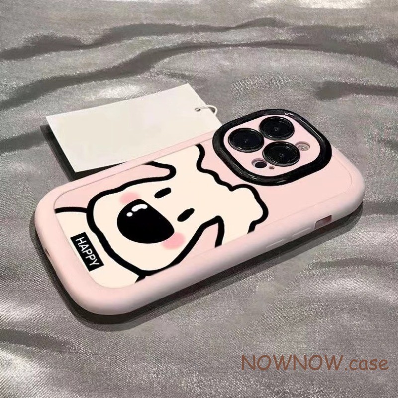 เคสโทรศัพท์มือถือ ซิลิโคนนุ่ม ลายการ์ตูนสุนัขหูยาวน่ารัก สีชมพู สําหรับ iPhone 15 14 13 12 11 Pro MAX X XR XS MAX 7 8 Plus