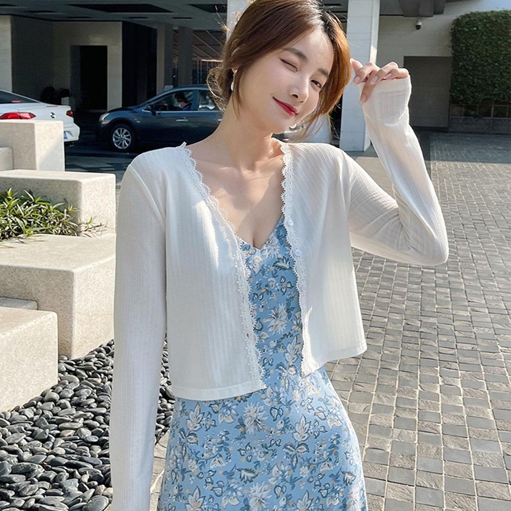 Anna 0386 เสื้อคลุมไหมพรมแนขยาว สามารถกันแดดกันหนาวได้ เสื้อผ้าผู้หญิงสไตล์เกาหลีใส่กับอะไรก็ปัง เสื้อผ้าแฟชั่น