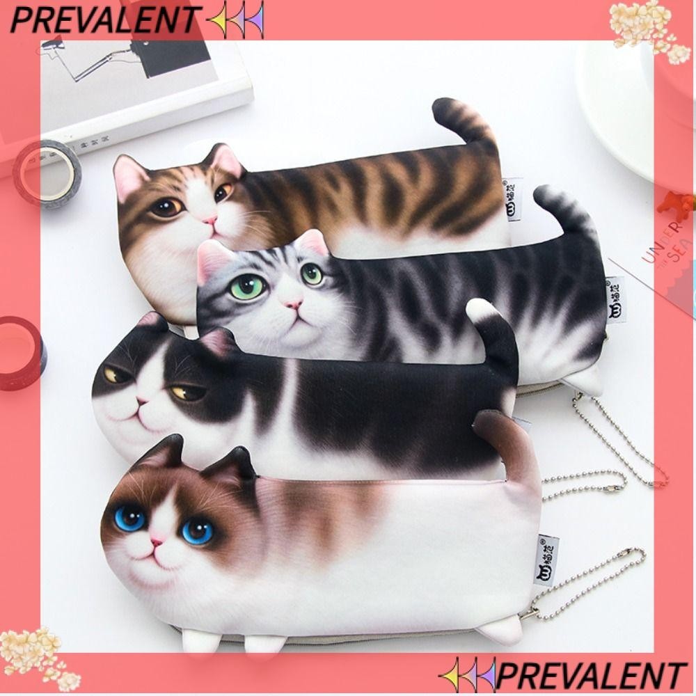 Preva กระเป๋าดินสอ ปากกาจําลอง รูปแมว 3D ความจุขนาดใหญ่