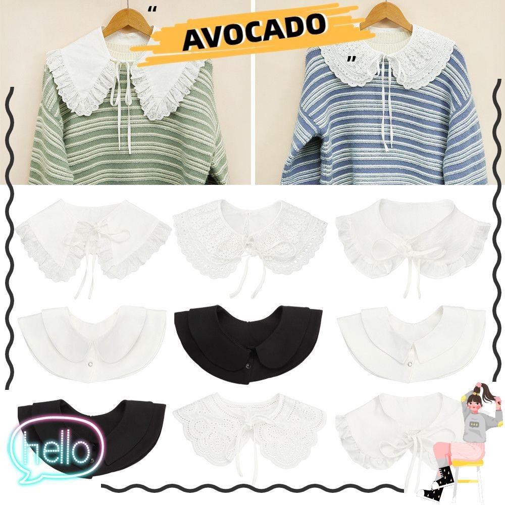 Avocarr เสื้อเบลาส์ คอปกปลอม แต่งลูกไม้ ลายดอกไม้ ถอดออกได้