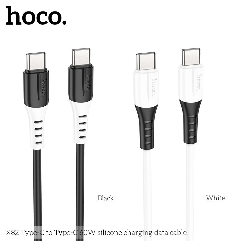 Hoco X82 สายชาร์จเร็ว ซิลิโคนยืดหยุ่น จ่ายไฟเสถียร 1 เมตร TC-TC 60w / Type-C 3A / Micro 2.4A รองรับซิงค์ สายชาร์จ hc1
