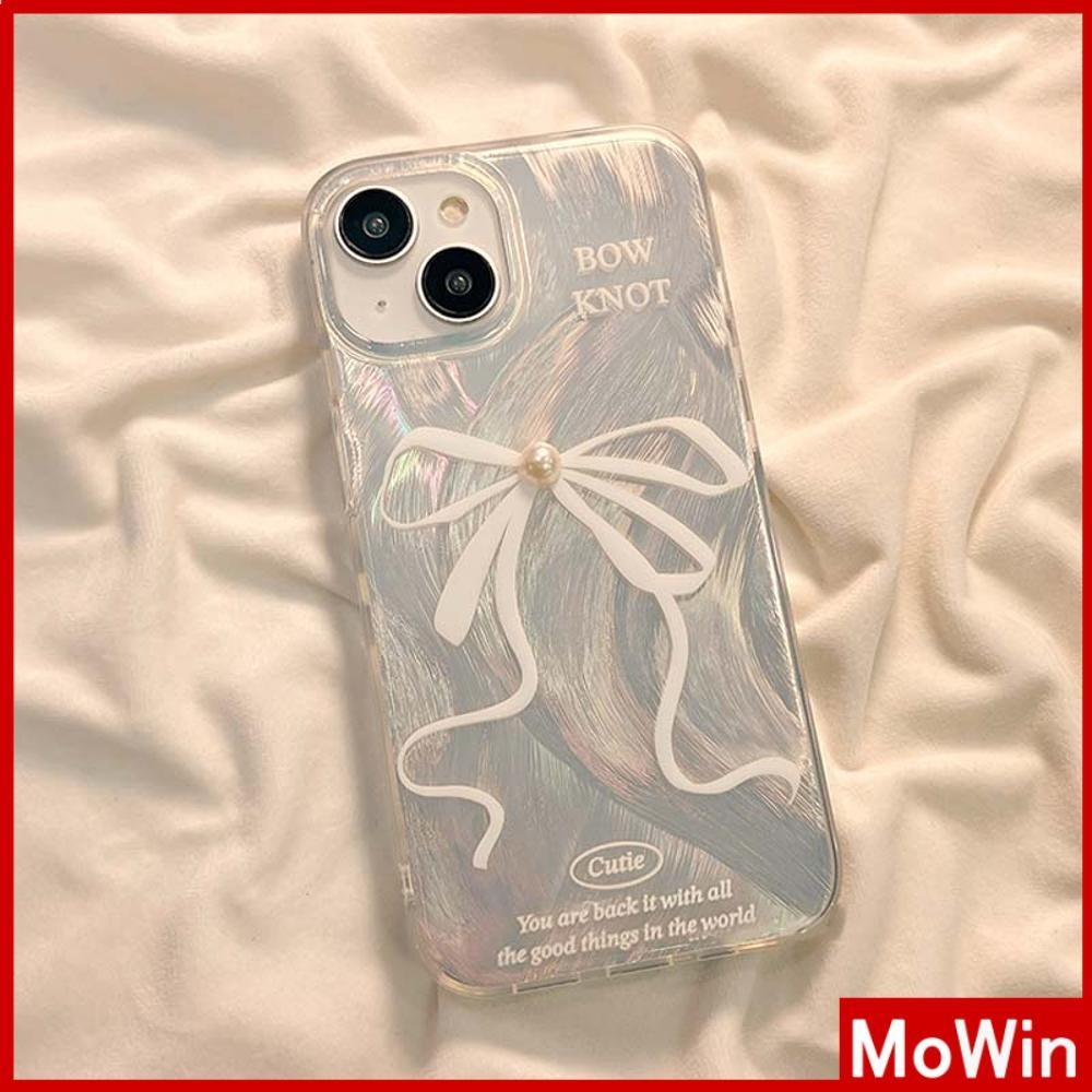 Mowin - สำหรับ iPhone 11 15 Pro Max เคส ไอโฟน ขนนกสีเงินหรูหราโฮโลแกรมเลเซอร์เคสใส อ่อนนุ่ม TPU บัลเลต์คอร์ เข้ากันได้กับ iPhone 14 13 Pro Max 12 Pro Max 11 XR XS 7 8 PLUS