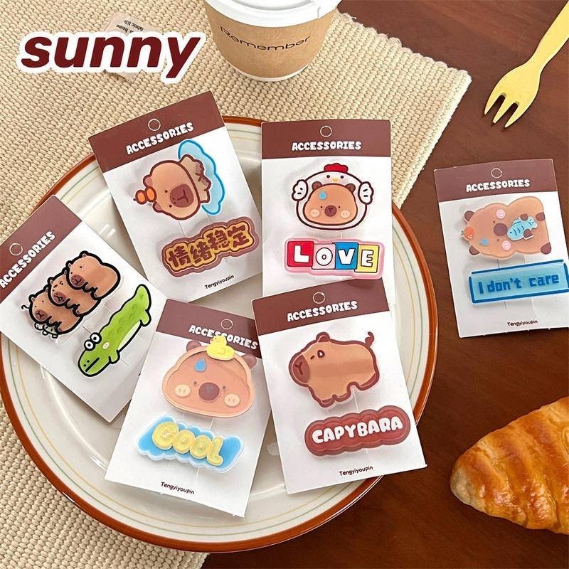 ชุดกิ๊บติดผม ลายการ์ตูน Capybara น่ารัก เหมาะกับของขวัญวันเกิด สําหรับเด็กผู้หญิง จํานวน 2 ชิ้น ต่อแพ็ค