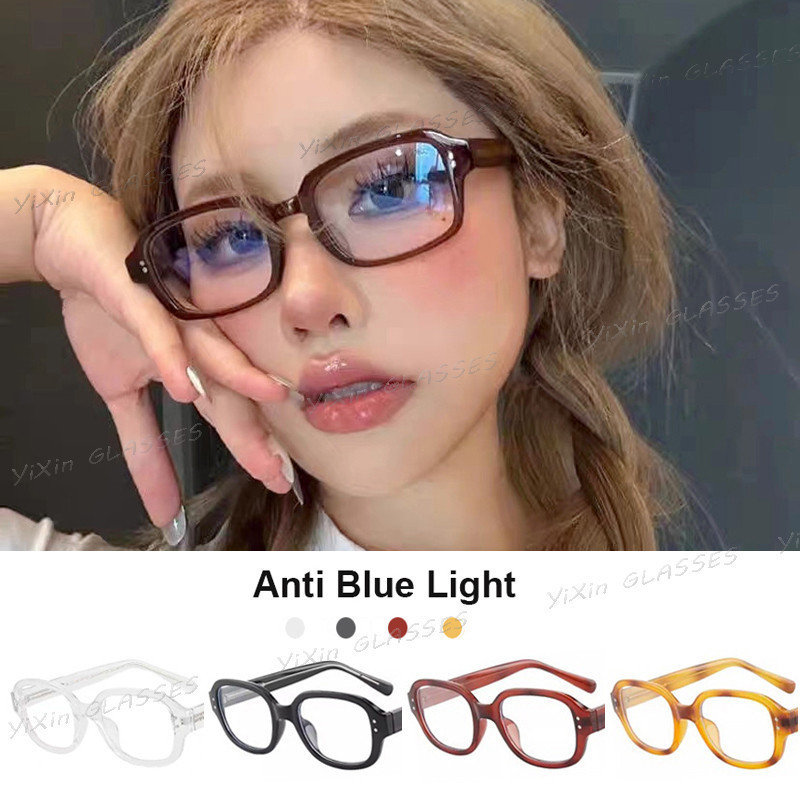 แว่นตากันแดด Y2K กรอบแคบ ทรงวงรี ป้องกันรังสียูวี ป้องกันแสงสีฟ้า สไตล์เกาหลีเรโทร สําหรับผู้หญิง และผู้ชาย