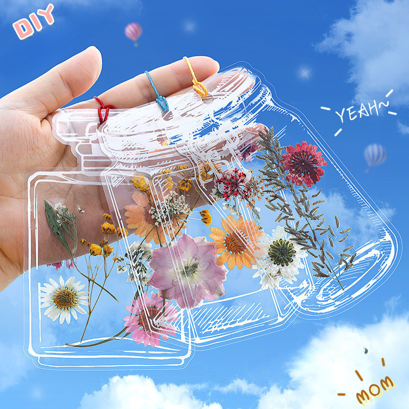 สติกเกอร์ PET กันน้ํา ตกแต่งขวดขยะ DIY สมุดภาพ กาว สติกเกอร์ใส เครื่องเขียน