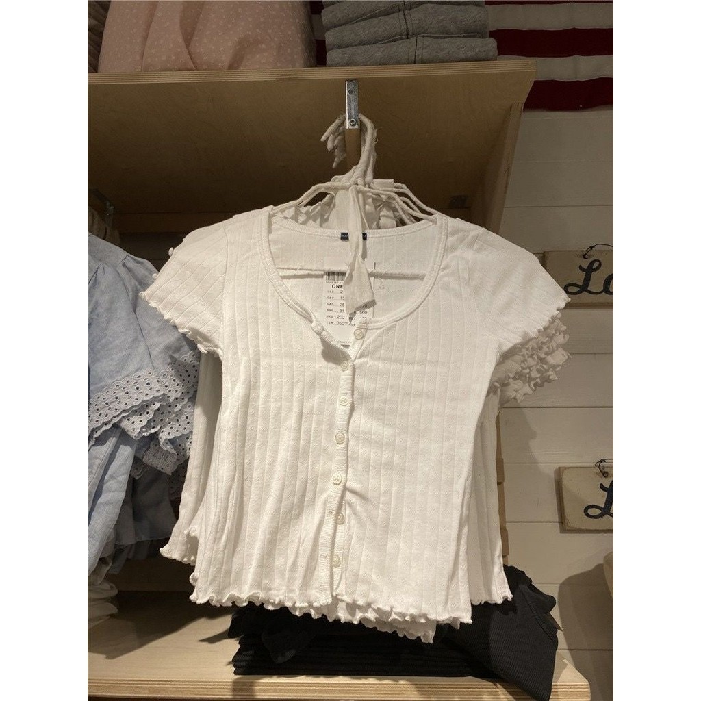 ขายดี!F & X เสื้อยืด เสื้อคาร์ดิแกน แขนสั้น ครึ่งแขน ผ้าฝ้ายบริสุทธิ์ แต่งรอยขาด สไตล์บัลเลต์ สําหรับผู้หญิง