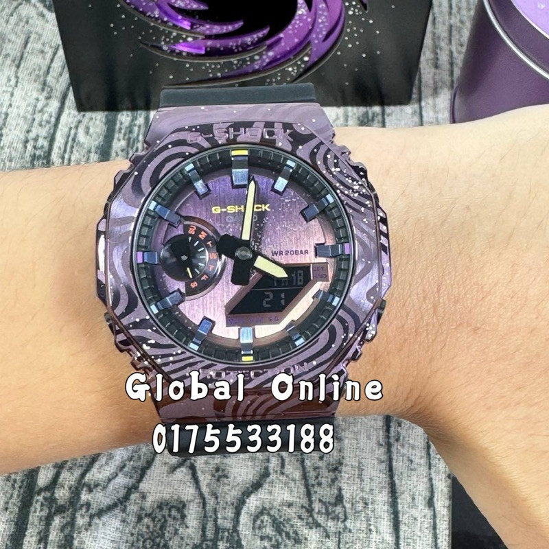 GM-2100 Purple Starry Sky Sports Watch Milky Way Galaxy Purple Starry Sky Series แฟชั่นเรซิ่นสายนาฬิ