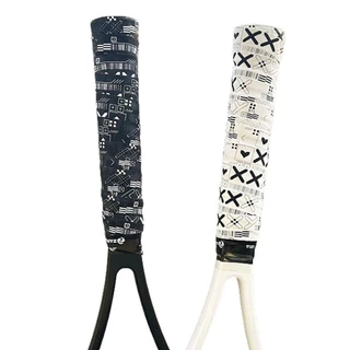 HOLIZZY ไม้แบดมินตัน Overgrips, Self-กาวพิมพ์เทนนิส Racquet Sweatband, อุปกรณ์กีฬา Shock Absorption สีดําสีขาวเทปจับลื่น