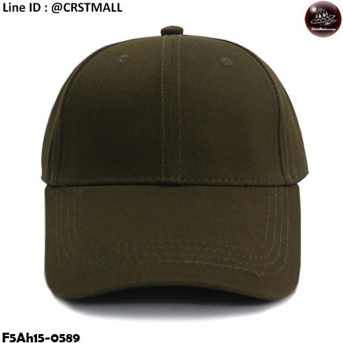 หมวกเบสบอล หมวกแก๊ปผ้าปีกโค้งสีเขียวขี้ม้า ผ้าคอตตอนผสมโพลี เข็มขัดปรับไซด์ได้  F5Ah15-0589