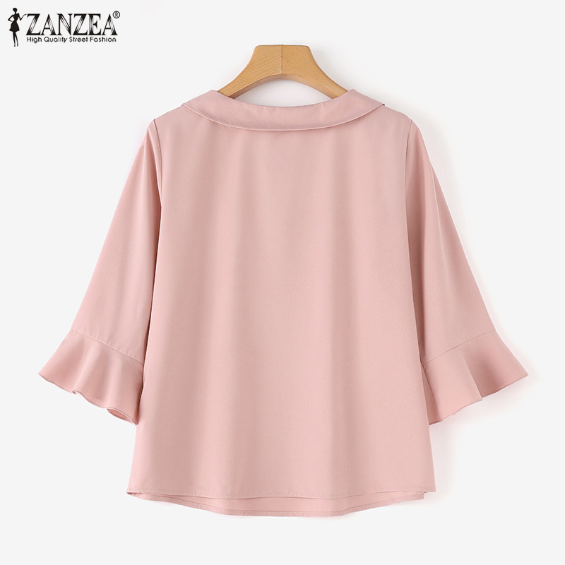 Zanzea เสื้อเบลาส์ลําลอง แขน 3/4 ทรงหลวม สไตล์เกาหลี สําหรับผู้หญิง — صورة 8