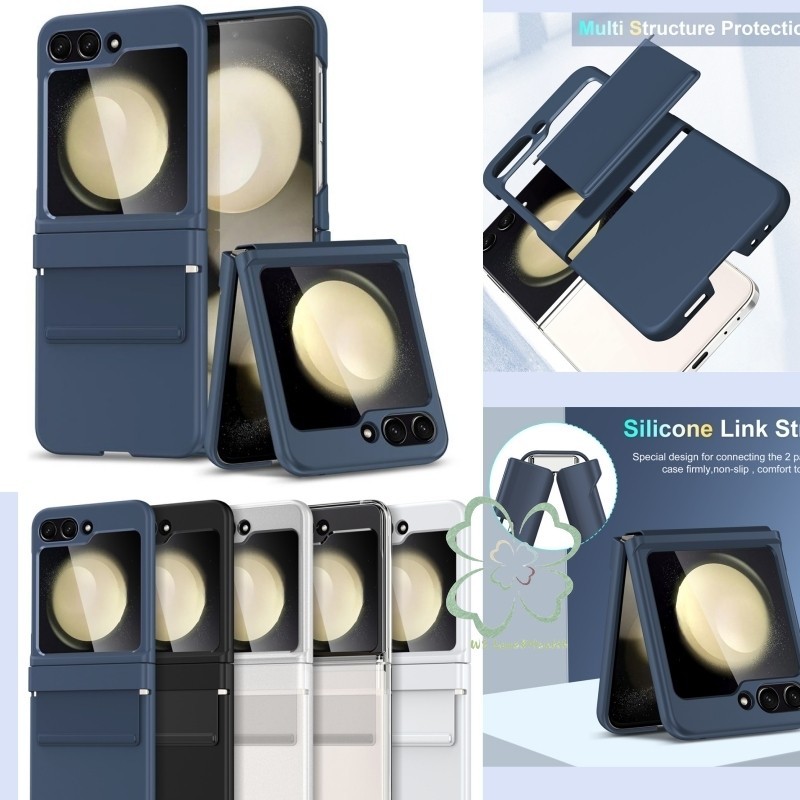 เคสโทรศัพท์มือถือ PC แข็ง กันกระแทก ปิดด้านหลัง แบบบาง พร้อมสายรัดข้อมือ สําหรับ Samsung Galaxy Z Flip 5 Z Flip 4 Z Flip 3 Flip5 Flip4