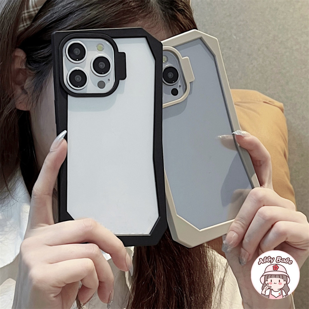 เคสโทรศัพท์มือถือ TPU นิ่ม ปิดด้านหลัง แบบอะคริลิคใส กันฝุ่น สีดํา สําหรับ IPhone 15 14 13 12 11 Pro Max