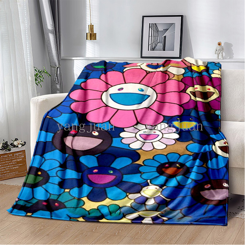 Murakami Takashi ผ้าห่มขนแกะนุ่ม สบาย ลายหน้ายิ้ม ดอกทานตะวัน หลากสี 258 - รูปที่ 6