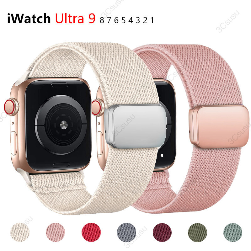 สายนาฬิกาข้อมือไนล่อน แบบแม่เหล็ก สําหรับ Apple Watch 40 มม. 44 มม. 45 มม. 49 มม. 41 มม. 38 มม. 42 มม. iwatch Series ultra 2 9 3 7 8 se
