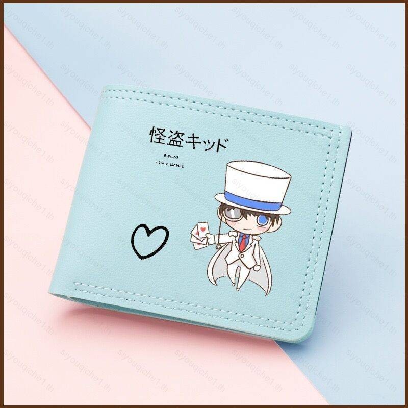 【SY1】กระเป๋าสตางค์ ใบสั้น พิมพ์ลายการ์ตูนโคนัน อเนกประสงค์ ใส่บัตรได้หลายช่อง สําหรับนักเรียน