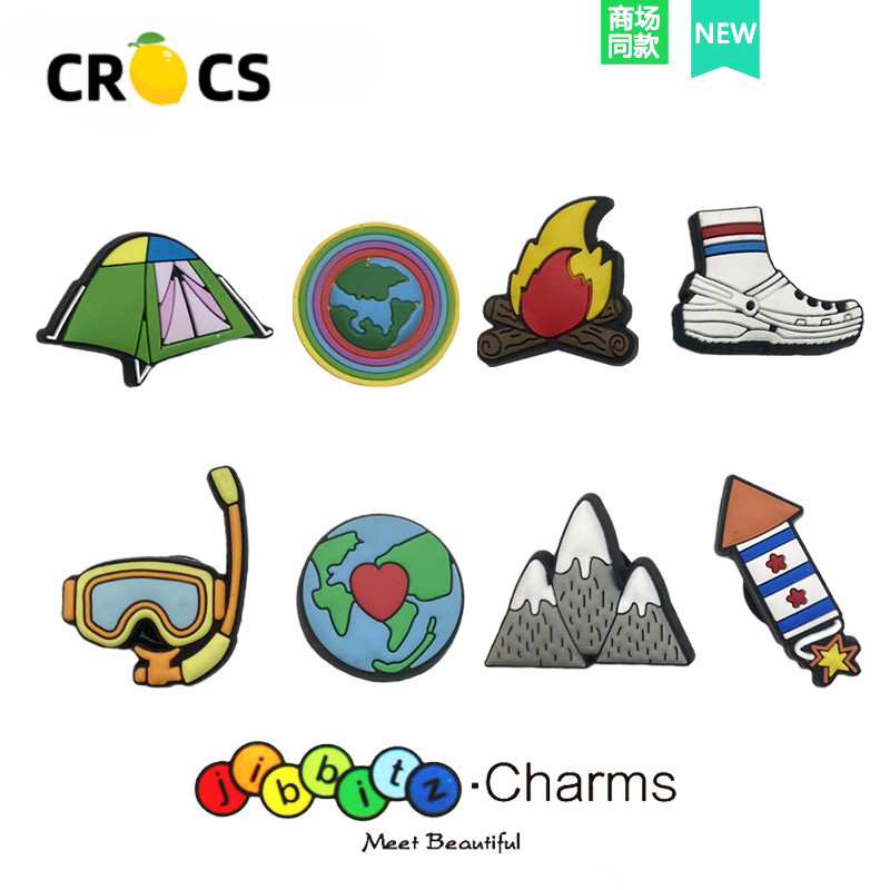 อุปกรณ์เสริมหัวเข็มขัด รูปดอกไม้ สําหรับตกแต่งรองเท้า Crocs Zhibixing Earth เหมาะกับการตั้งแคมป์กลางแจ้ง