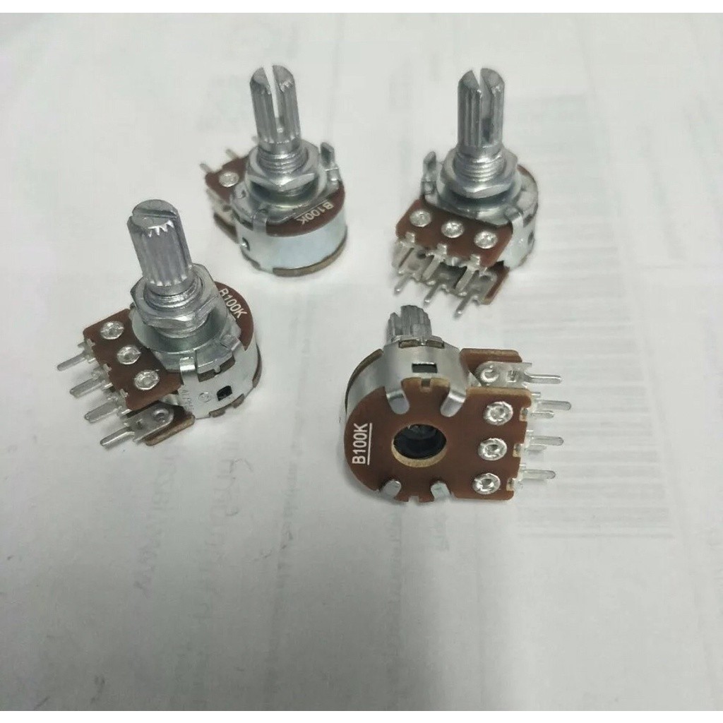 (ชิ้น) B100K 6ขา วอลลุ่มแกน15มิล ตัวต้านทานปรับค่า B100K6ขา