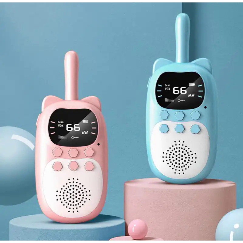 2pcs Kids Walkie Talkie Rechargeable 1000mAh Handheld 0.5W 3km Radio Transceiver Interphone for Chil