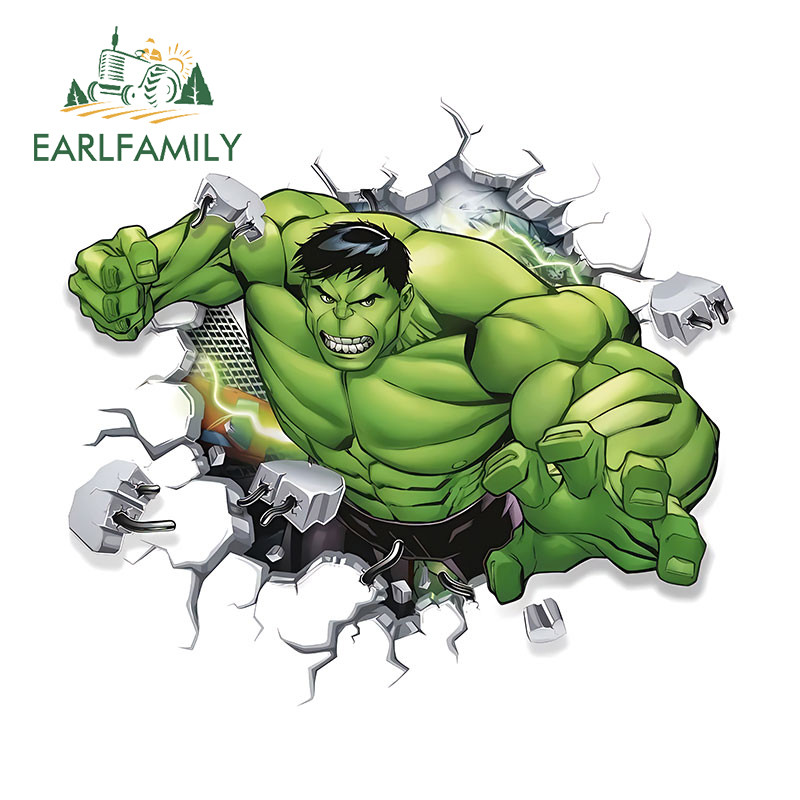 Earlfamily Marvel Hulk Tear สติกเกอร์รถหมวกกันน็อครถจักรยานยนต์กันชนกระจกบุคลิกภาพกันน้ํา PVC Decals ตลก Scratch-Proof ป้ายรถ