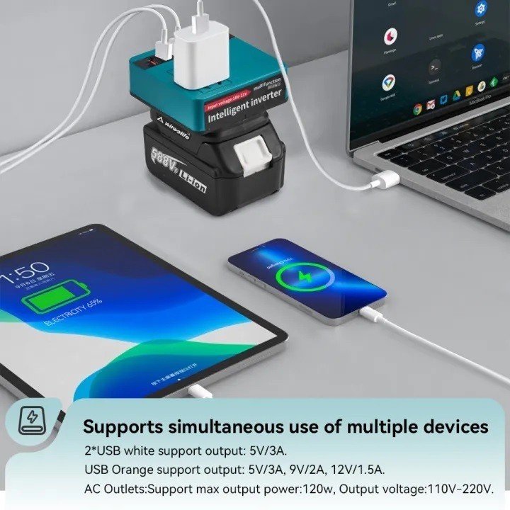 อินเวอร์เตอร์ 120W Power Inverter DC 12V TO 220V สําหรับ Home Application Inverter Adapter สําหรับ Makita 21V แบตเตอรี่