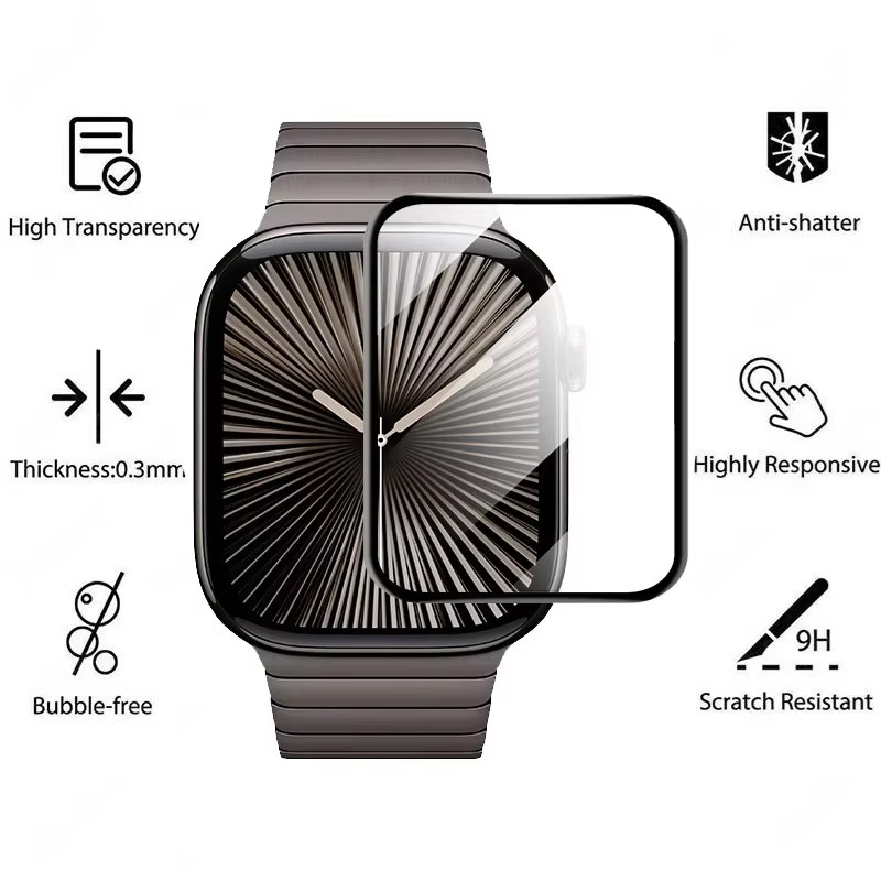 กระจกนิรภัย / ฟิล์มนุ่ม for Apple Watch Iwatch 11 10 9 8 7 6 5 49 46 45 44 42 41 40มม อุปกรณ์ฟิล์มป้องกันหน้าจอ - รูปที่ 2
