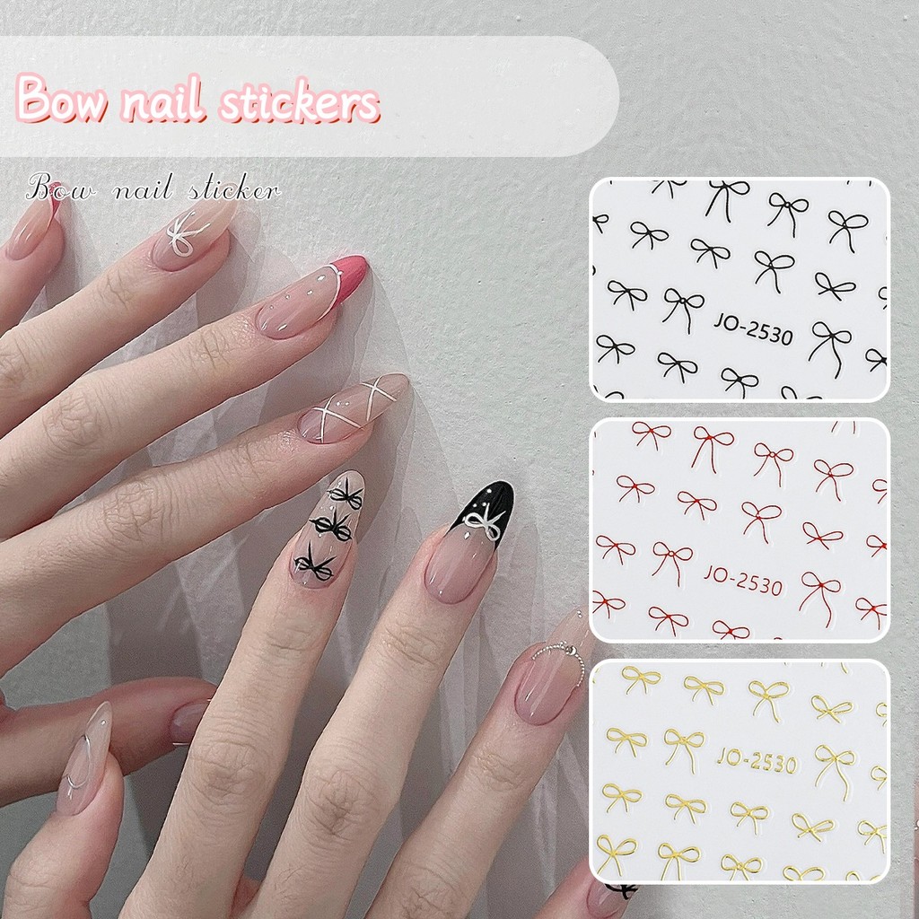 สติ๊กเกอร์ติดเล็บ 5ง ตกแต่งเล็บ งIY โบว์มุกดาวดวงจันทร์บัลเล่ต์สไตล์สีขาวสีชมพูทอง - รูปที่ 7