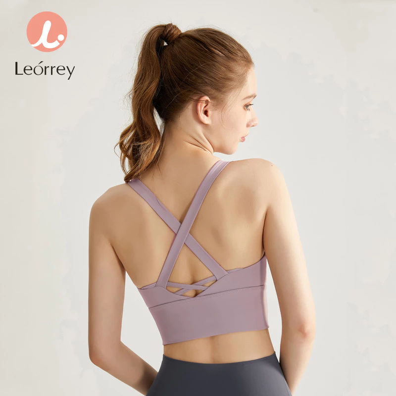 Leorrey เสื้อชั้นในออกกำลังกาย โยคะ ฟิตเนส ทรงสปอร์ต เสริมฟองน้ำ ไขว้หลัง thumbnail 3