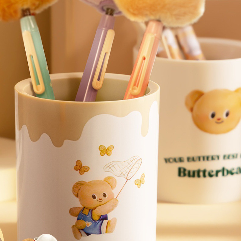 X.ที่ใส่ปากกาหมีเนยเดลี่นักเรียนเดสก์ท็อปกล่องเก็บของความจุขนาดใหญ่ที่ใส่ปากกาความจุขนาดใหญ่ - รูปที่ 4