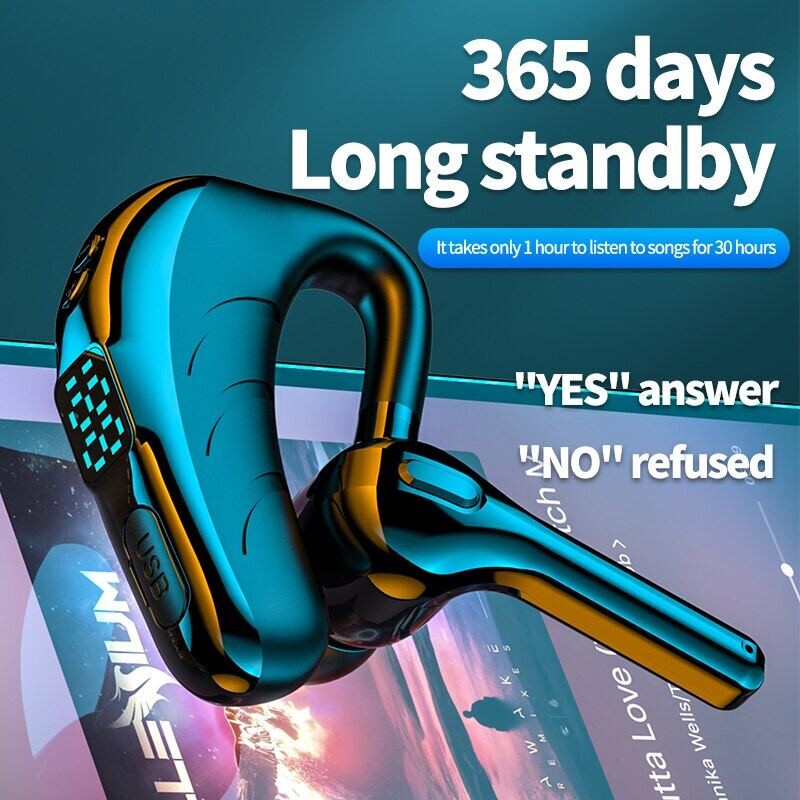 Bonine หูเดียวพร้อมไมโครโฟนบลูทูธ 5.1 หูฟังตัดเสียงรบกวนหูฟังกันน้ําหูฟังแฮนด์ฟรีไร้สายเวลาสแตนด์บาย