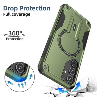Magnetic Armor Grade Kickstand เคสสําหรับ Samsung Galaxy A56 A55 A54 A35 A25 A16 A15 A14 S25 S24 Ultra Plus ไร้สายชาร์จฝาครอบ Shell