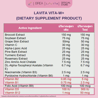 ผลิตภัณฑ์เสริมอาหาร วีต้า-ดับเบิลยู LAVITA Vita-W + by Phyathai-Paolo ชิ้น