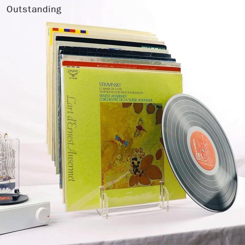ผู้ถือแผ่นเสียงไวนิลใสที่โดดเด่นชั้นเก็บบันทึกไวนิลอเนกประสงค์ชั้นวางจอแสดงผลอะคริลิยืนการจัดเก็บสําหรับ12อัลบั้มใหม่